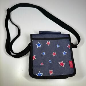 STAR Red Blue Star Print Crossbody Wallet Purse Vinyl Travel Organizer